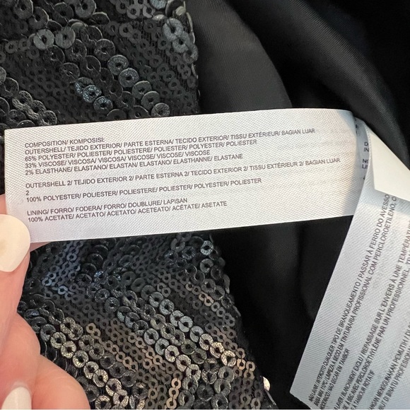 Hoss Intropia Anthropologie Black Mod Shift Dress With Sequin Bottom Sz 36/ 4 - Picture 10 of 12